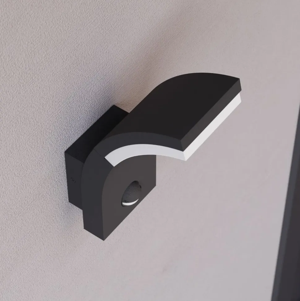 Lucande LED-væglampe Timm, sensor, 20cm, antracit, IP54