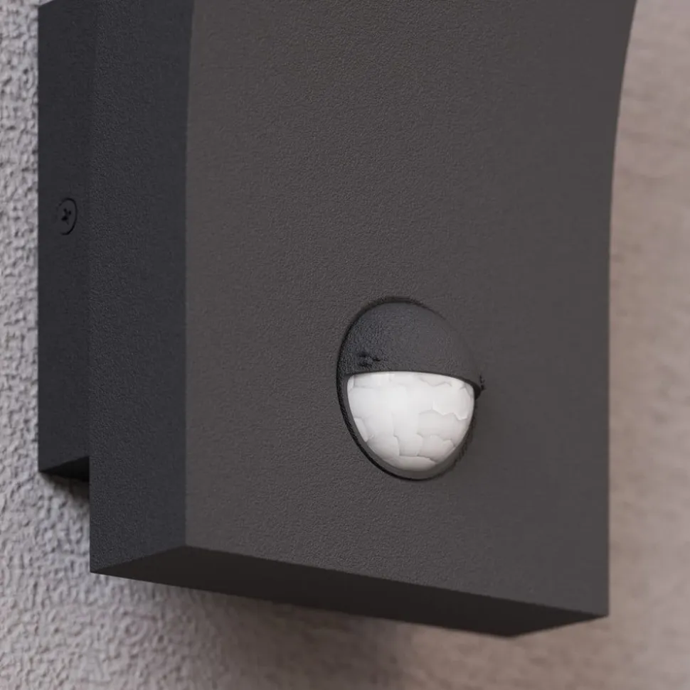 Lucande LED-væglampe Timm, sensor, 20cm, antracit, IP54