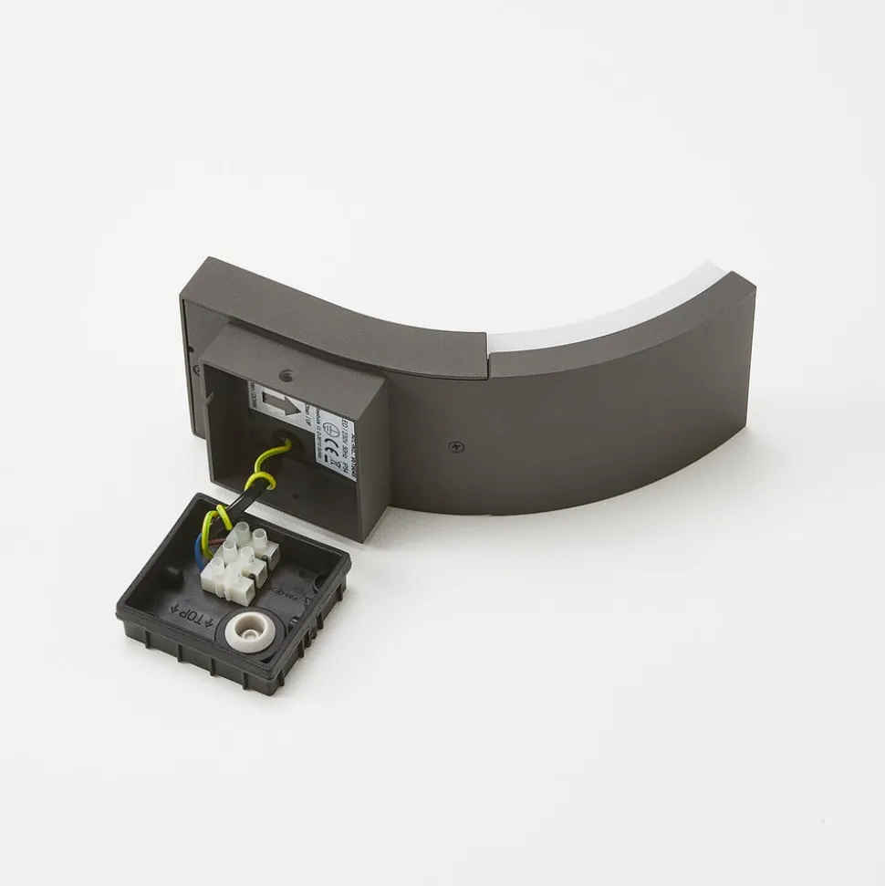 Lucande LED-væglampe Timm, sensor, 20cm, antracit, IP54