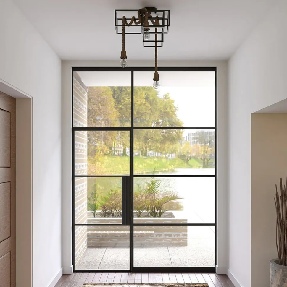 Lucande loftlampe Andrik, 44 cm, 3 lyskilder, hampereb, metal