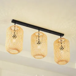 Lucande loftlampe Jorick, 3 lyskilder, længde 104,5 cm, bambus