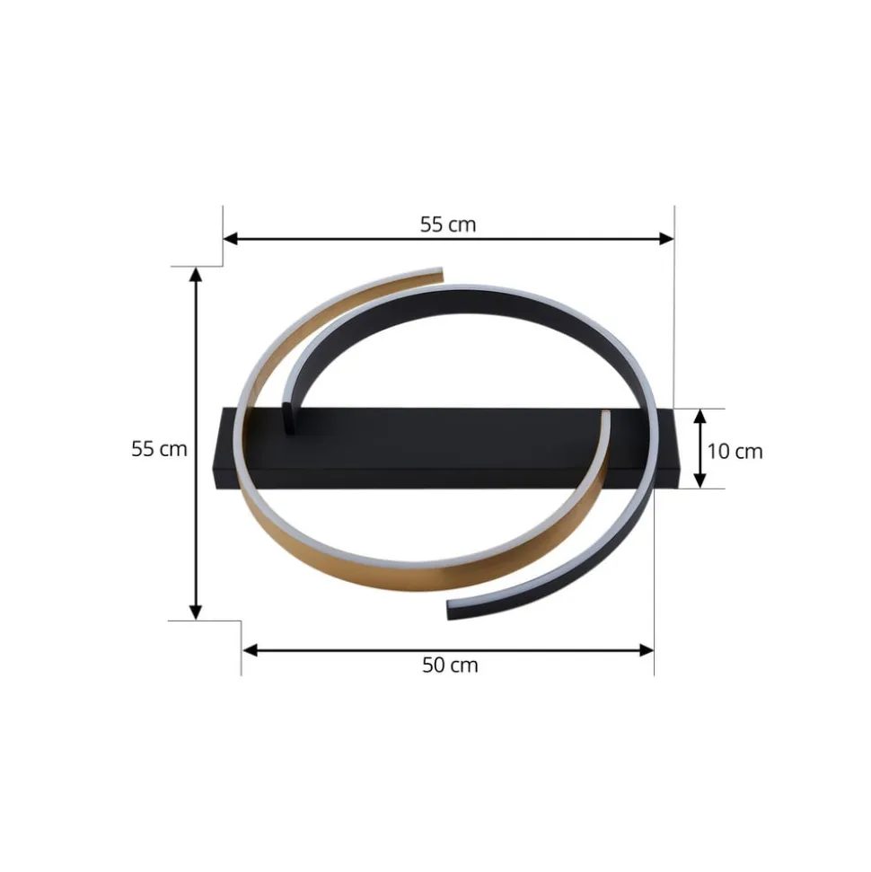 Lucande loftlampe Natsuma, sort/guld, metal, Ø 50 cm