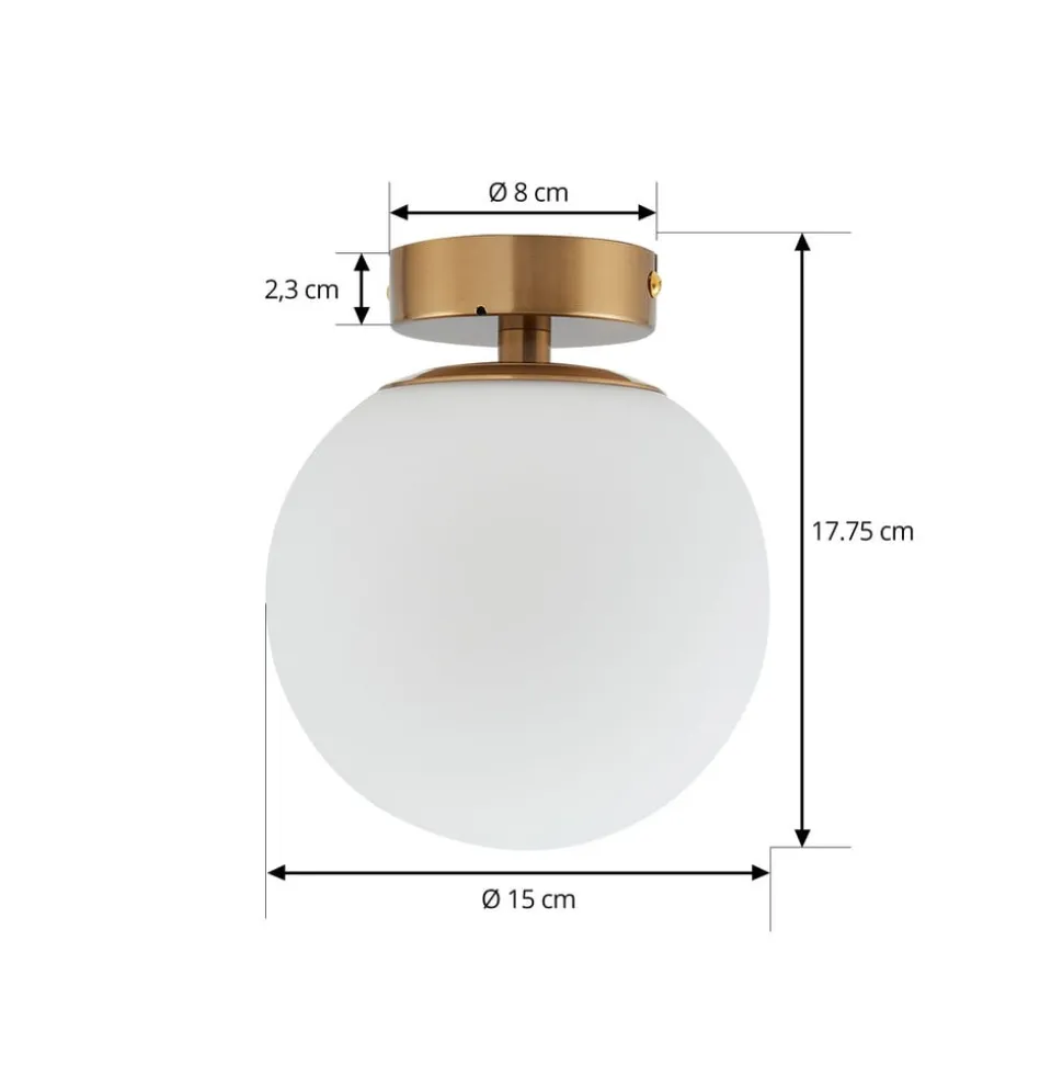 Lucande loftslampe Bidolo, messingfarvet, glas, 15 cm, IP44