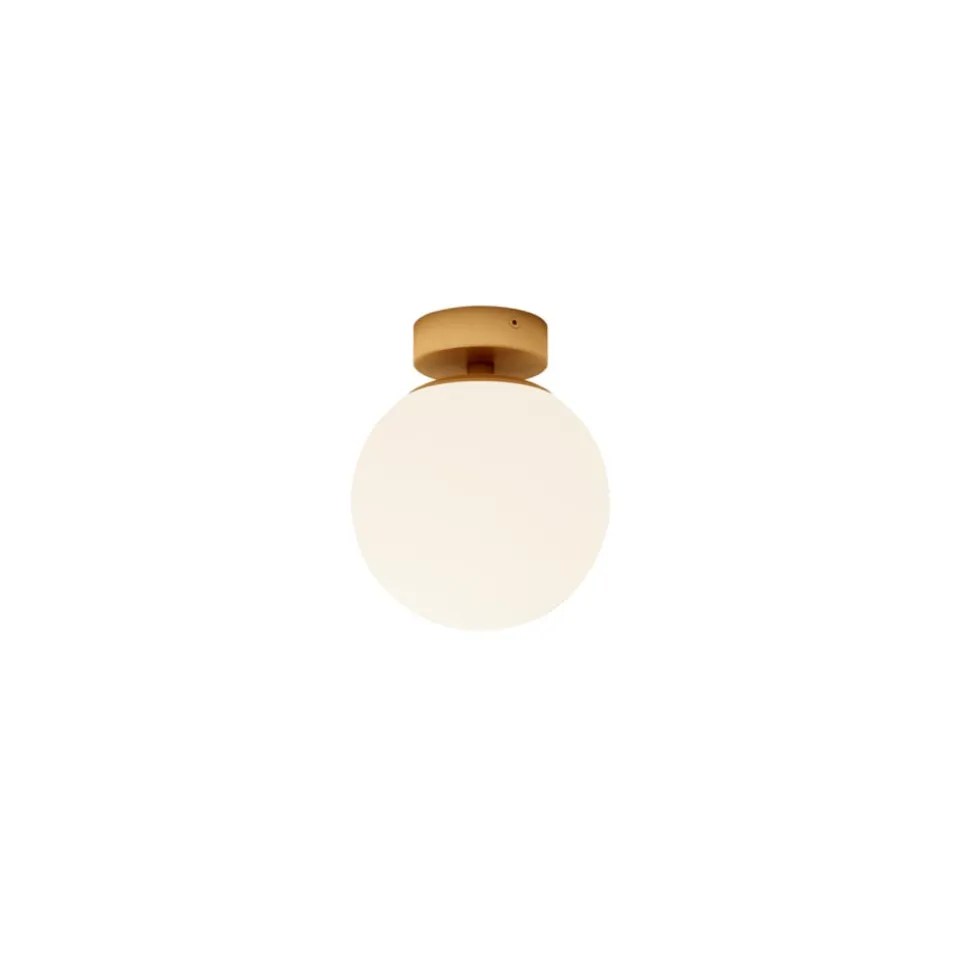 Lucande loftslampe Bidolo, messingfarvet, glas, 15 cm, IP44