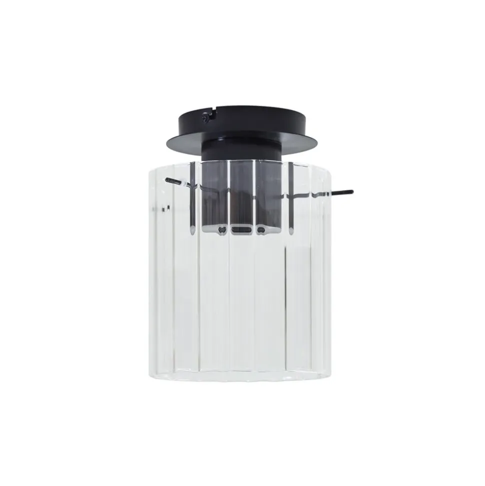 Lucande loftslampe Eirian, 1-lys, sort, glas, E27