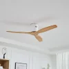 Lucande loftventilator Vindur, hvid/træ, DC, støjsvag