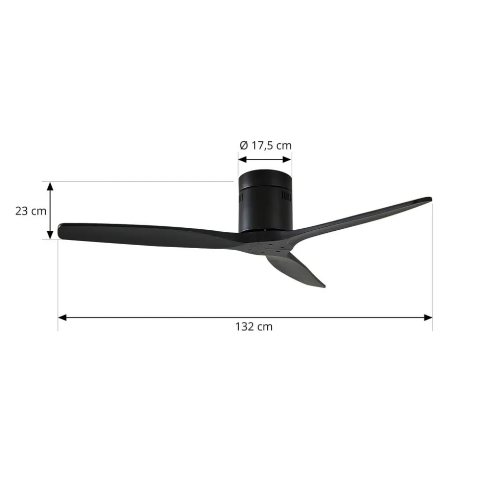 Lucande loftventilator Vindur, sort, DC, støjsvag, 132 cm