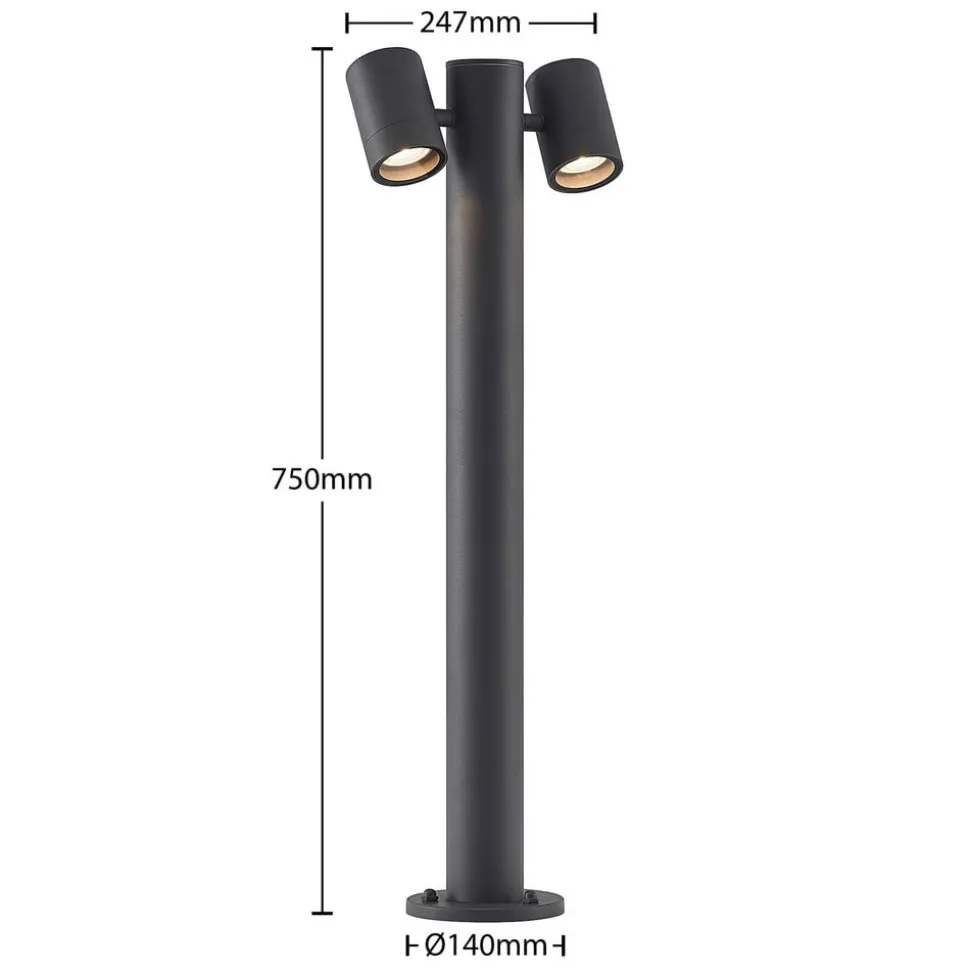 Lucande Maloney pullert, 2 lyskilder, 75 cm, antracit