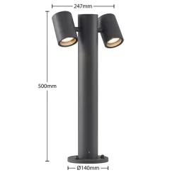 Lucande Maloney sokkellampe, 50 cm, antracit, IP54