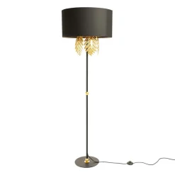 Lucande Malviras gulvlampe i stof med bladdekoration