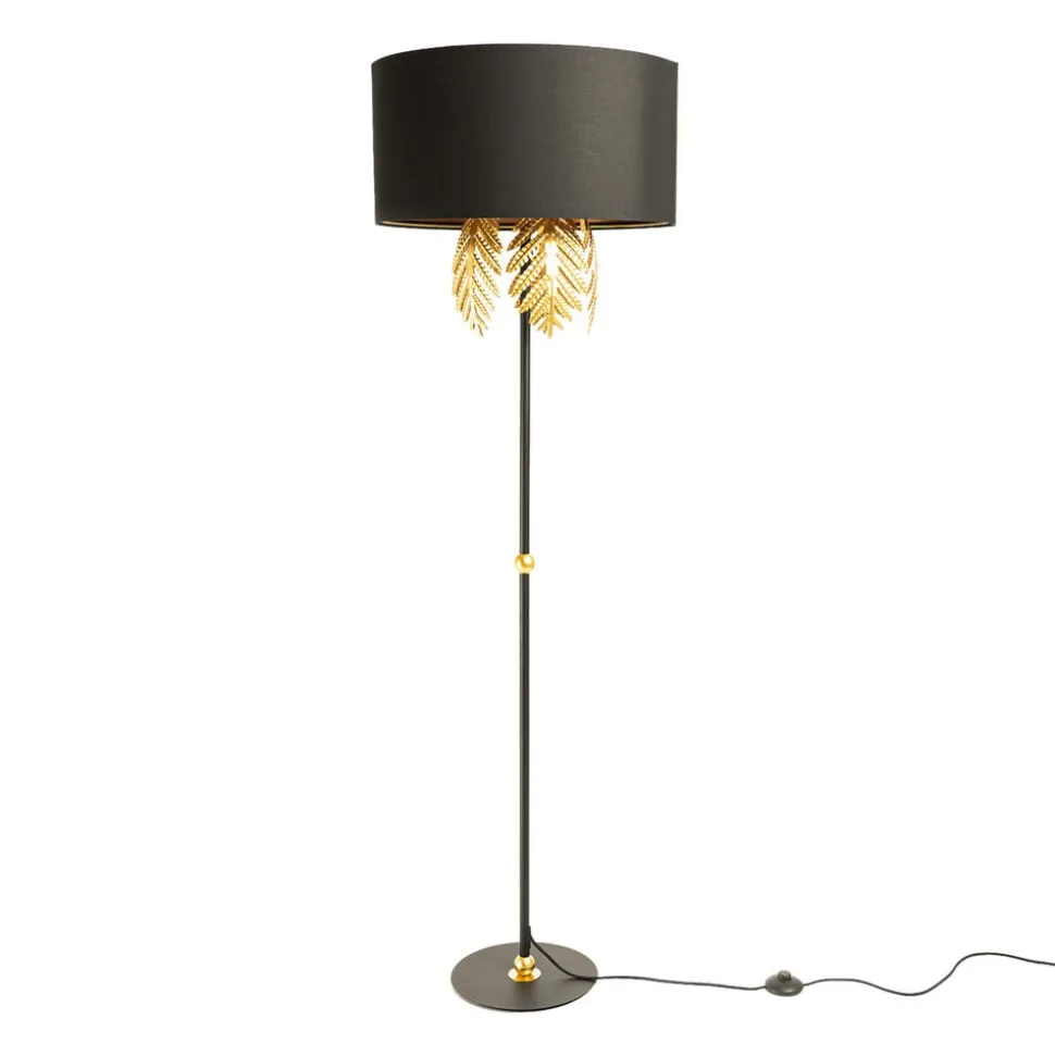 Lucande Malviras gulvlampe i stof med bladdekoration