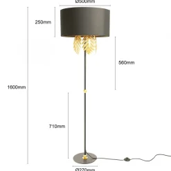 Lucande Malviras gulvlampe i stof med bladdekoration