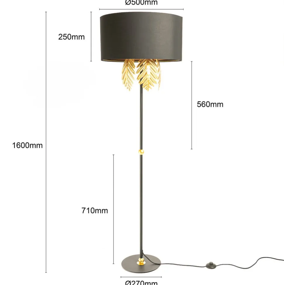 Lucande Malviras gulvlampe i stof med bladdekoration