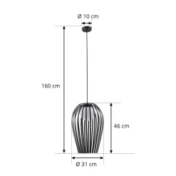 Lucande Marrin udendørs hængelampe, sort, metal, Ø 31 cm