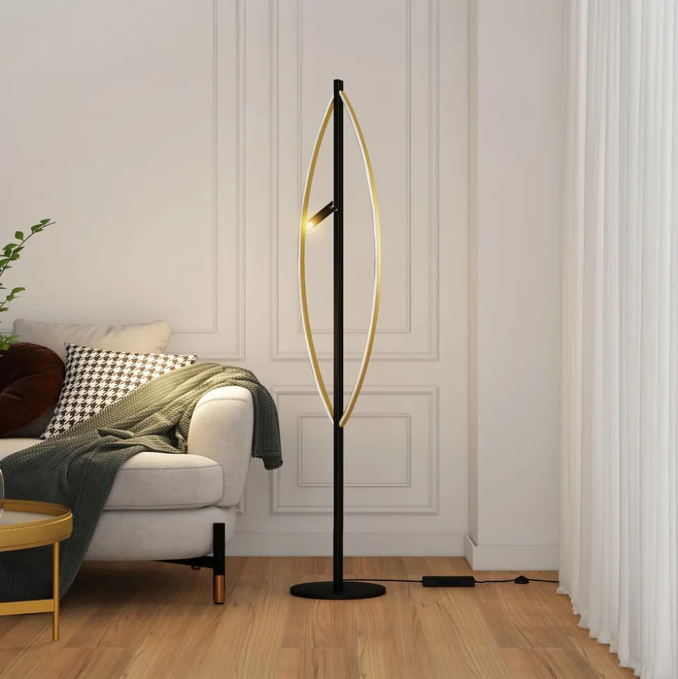 Lucande Matwei LED-gulvlampe, oval, messing
