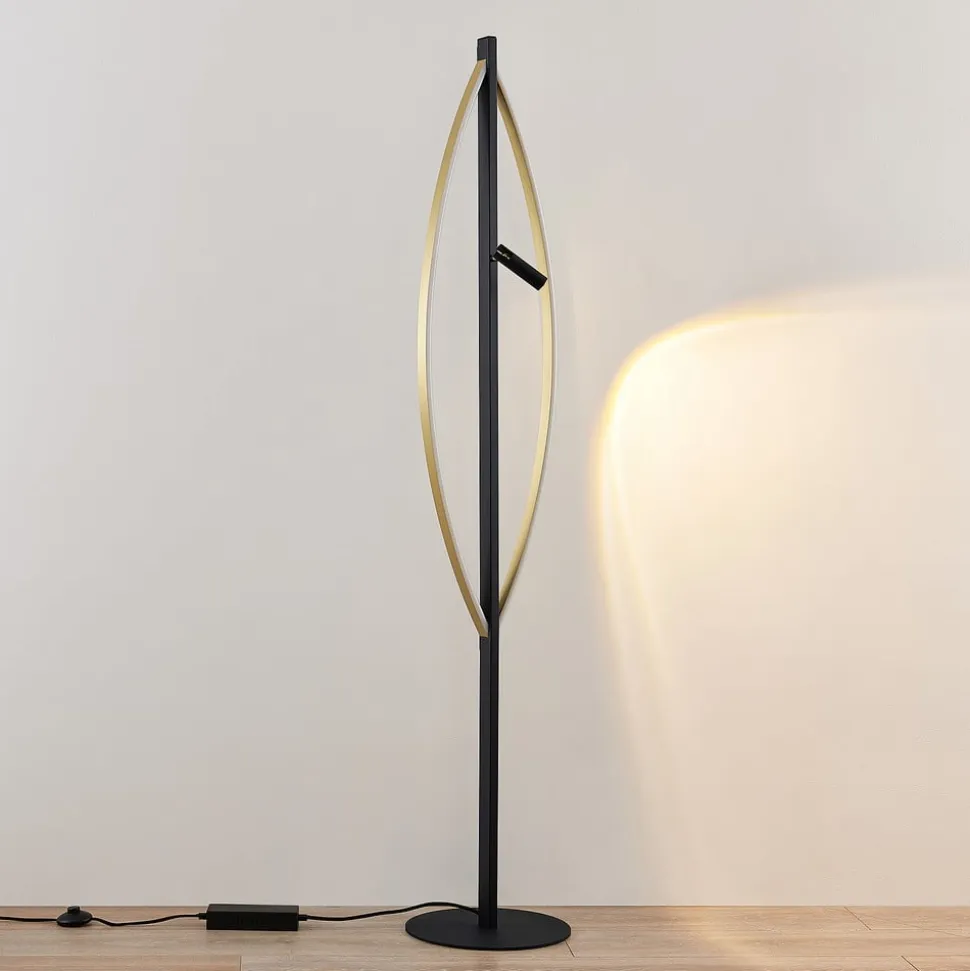 Lucande Matwei LED-gulvlampe, oval, messing
