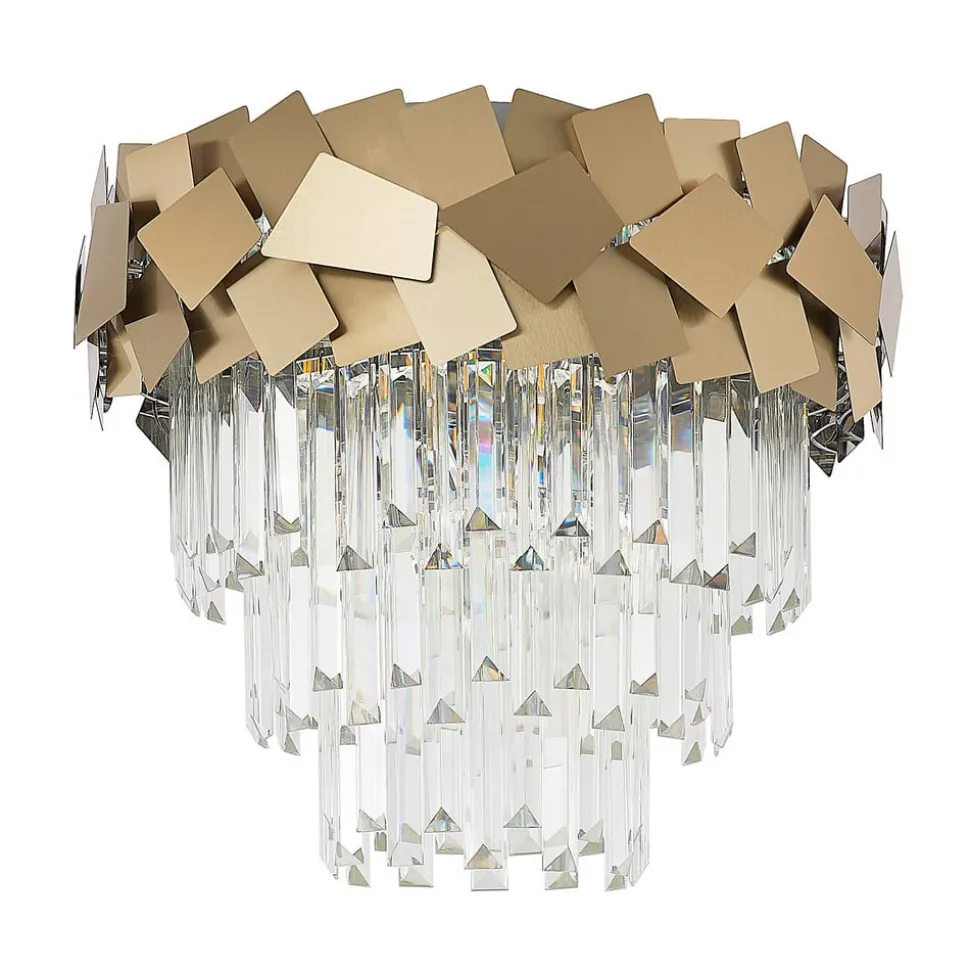 Lucande Miraia loftlampe i krystal, guld