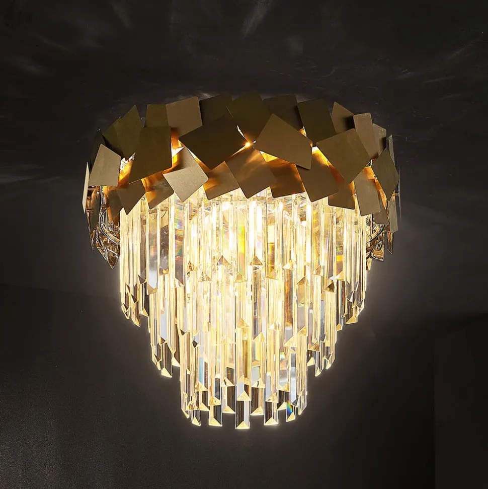 Lucande Miraia loftlampe i krystal, guld
