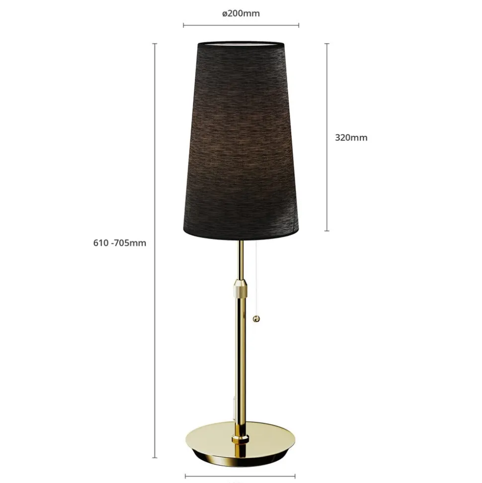 Lucande Pordis-bordlampe, messing-sort