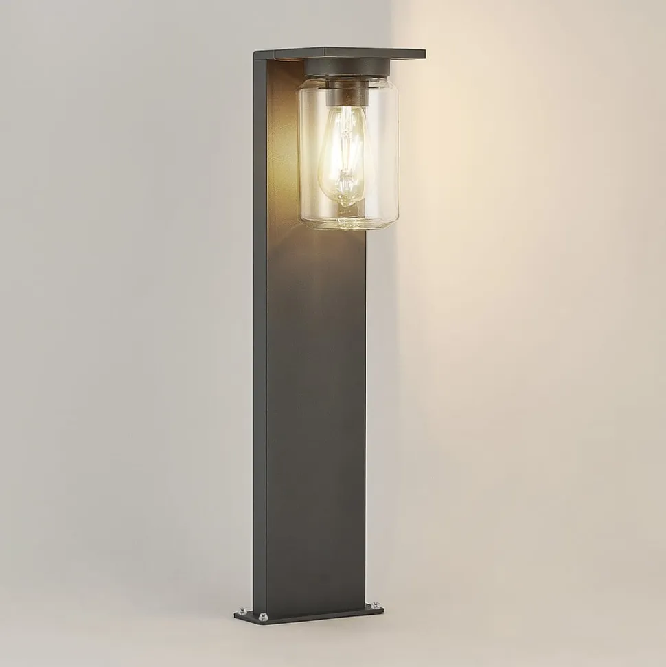 Lucande Semka vejlampe, 65 cm, antracit, glas, aluminium