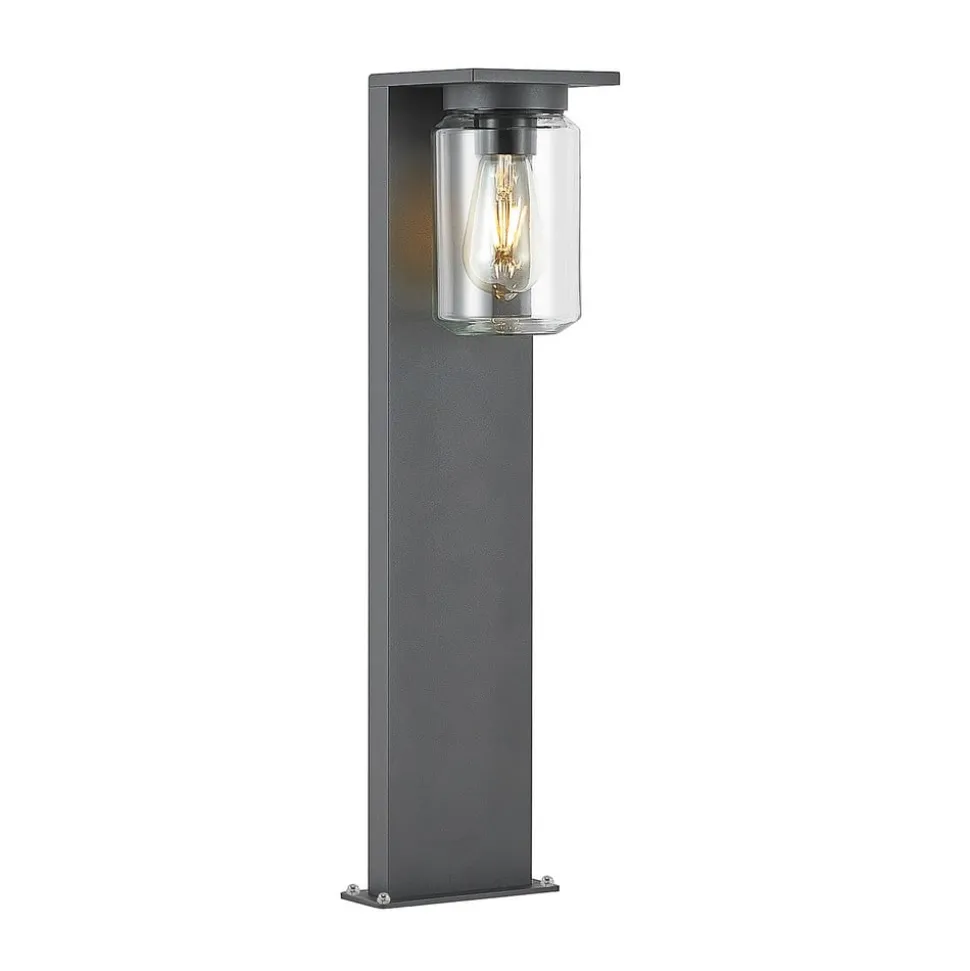 Lucande Semka vejlampe, 65 cm, antracit, glas, aluminium