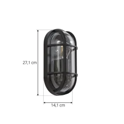 Lucande Serine udendørs væglampe, 27,1 cm, sort, aluminium