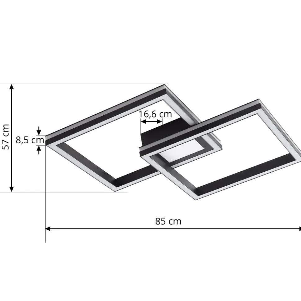 Lucande Smart LED-loftslampe Tjado, 85 cm, sort, RGB, CCT