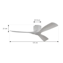 Lucande Smart LED-loftventilator Moneno, hvid, DC, Tuya