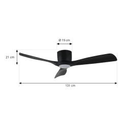 Lucande Smart LED-loftventilator Moneno, sort, DC, Tuya