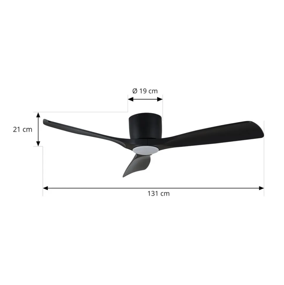 Lucande Smart LED-loftventilator Moneno, sort, DC, Tuya