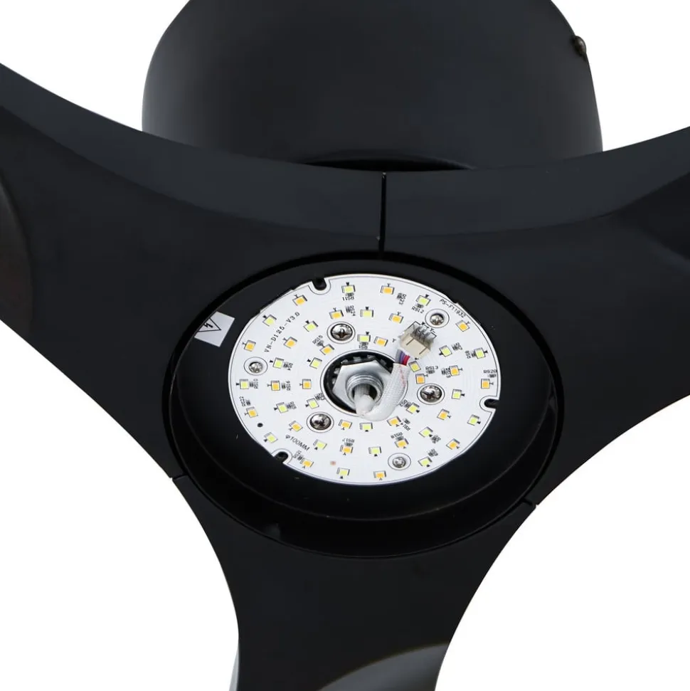 Lucande Smart LED-loftventilator Moneno, sort, DC, Tuya