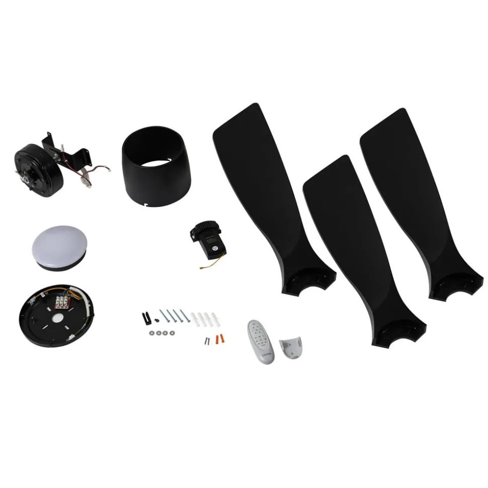 Lucande Smart LED-loftventilator Moneno, sort, DC, Tuya