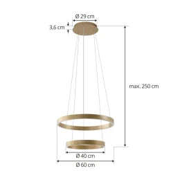 Lucande Smart LED-pendel Yonam, guld, 2-lys, Tuya