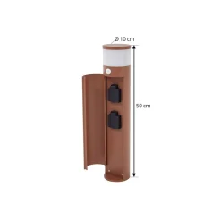 Lucande sokkellampe Corban, rust, sensor, stikkontakter, IP44