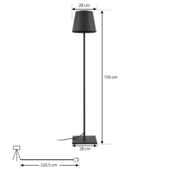 Lucande terrasselampe Andrei, grå, 150 cm høj, IP54, E27
