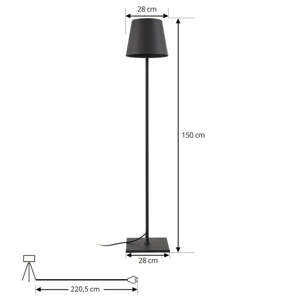 Lucande terrasselampe Andrei, grå, 150 cm høj, IP54, E27