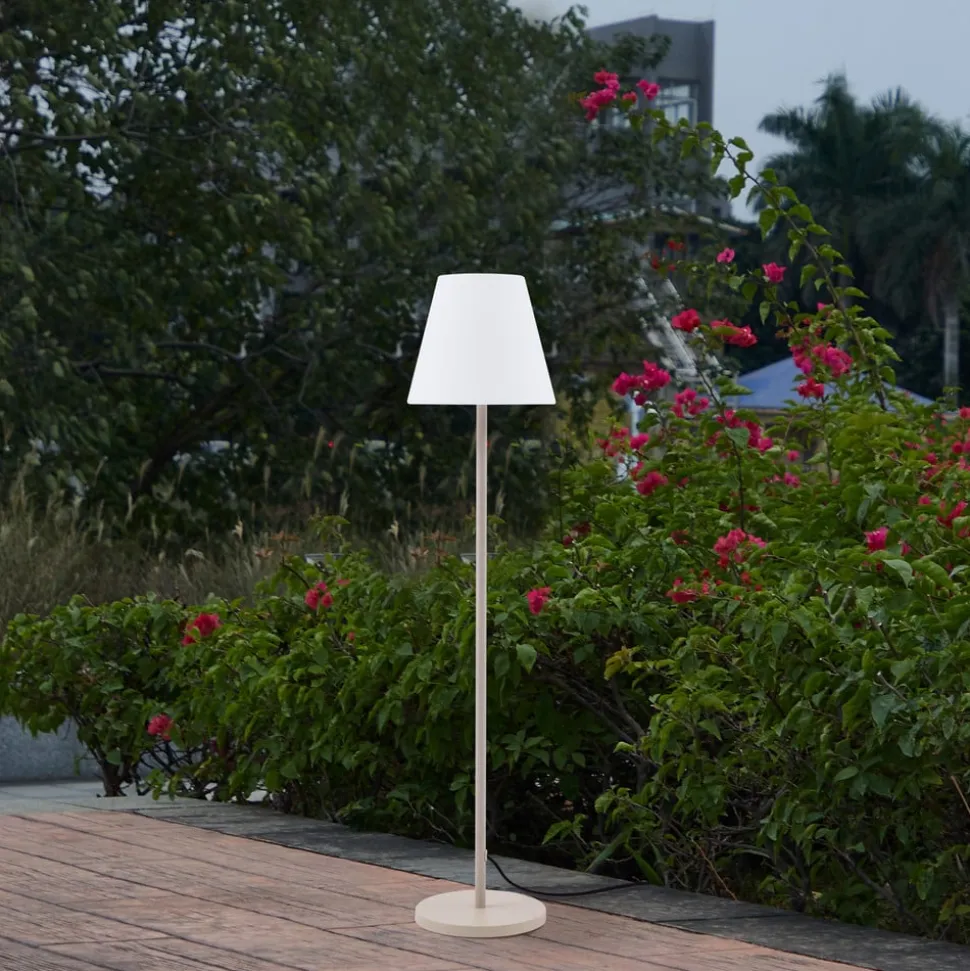 Lucande terrasselampe Jaimy, beige, metal, 150 cm, E27