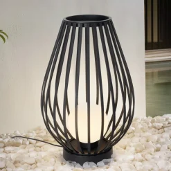 Lucande terrasselampe Marrin, sort, metal, Ø 46cm
