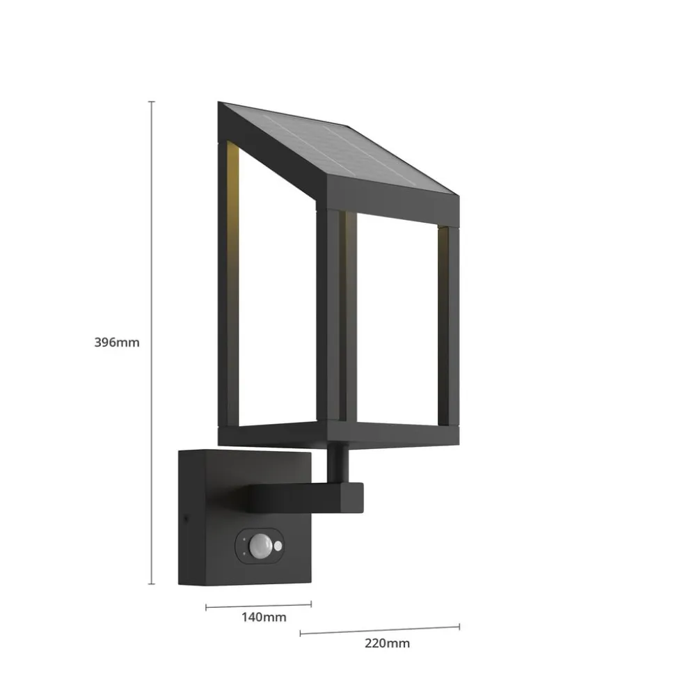 Lucande Timeo LED-udendørs væglampe med solcelle
