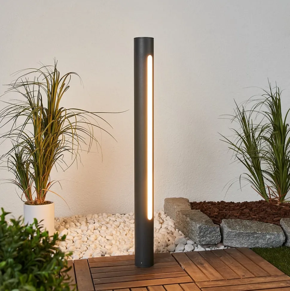 Lucande Tomas LED-vejlampe, 75 cm, mørkegrå, IP54