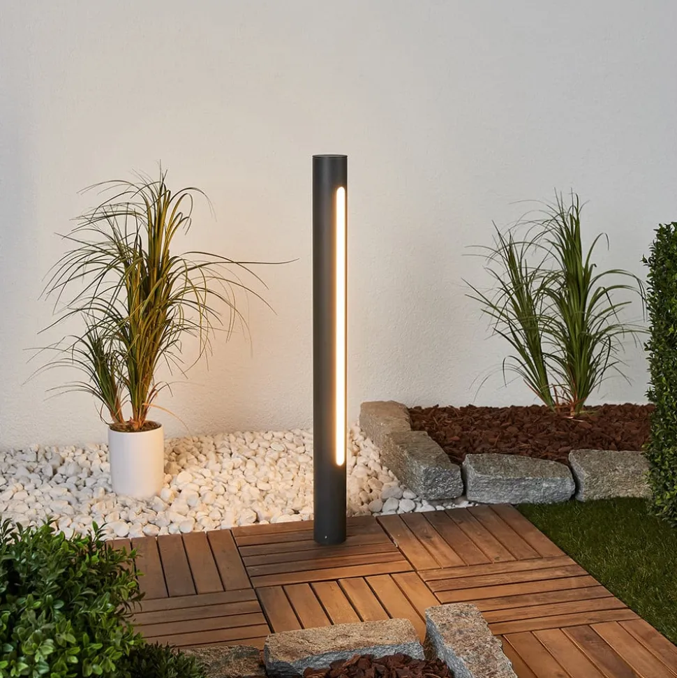 Lucande Tomas LED-vejlampe, 75 cm, mørkegrå, IP54
