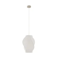 Lucande Tovina hængelampe, tekstil, hvid, Ø35cm