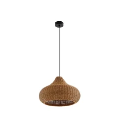Lucande udendørs hængelampe Taniola, 1 lyskilde, beige, rattan, IP44