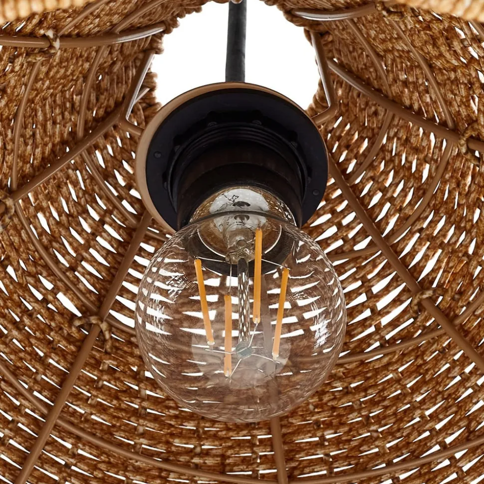 Lucande udendørs hængelampe Taniola, 1 lyskilde, beige, rattan, IP44