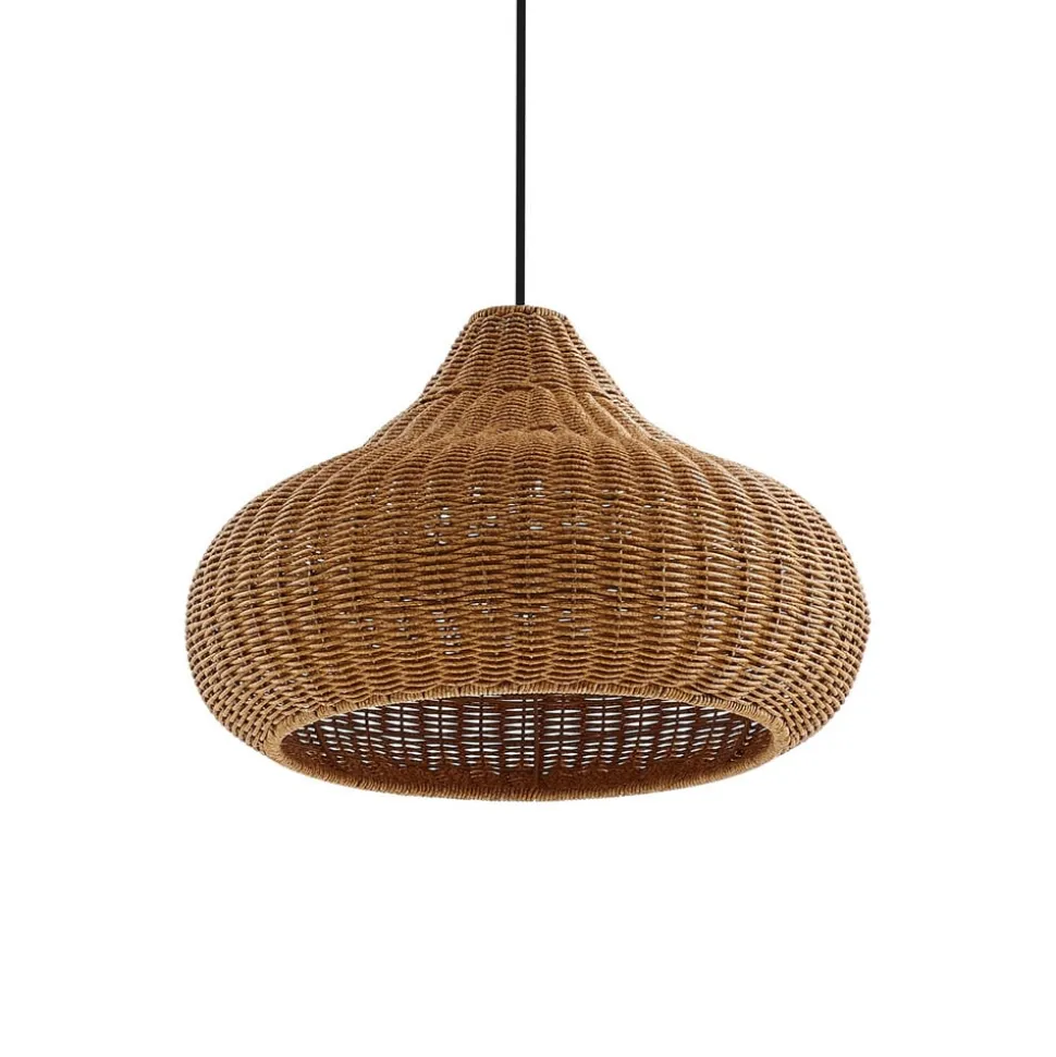 Lucande udendørs hængelampe Taniola, 3 lyskilder, beige, rattan, IP44