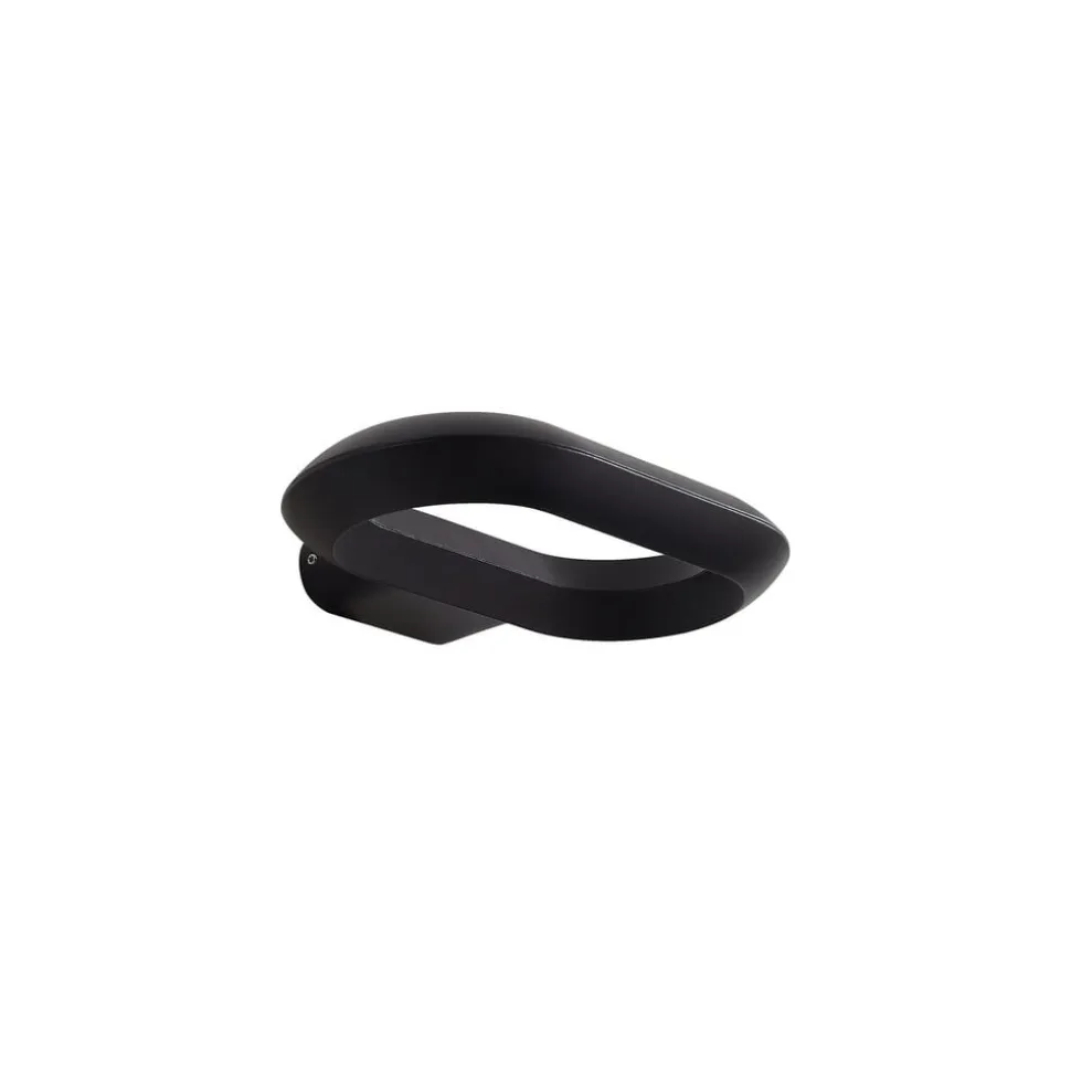 Lucande udendørs LED-væglampe LOOP, sort, IP44, metal