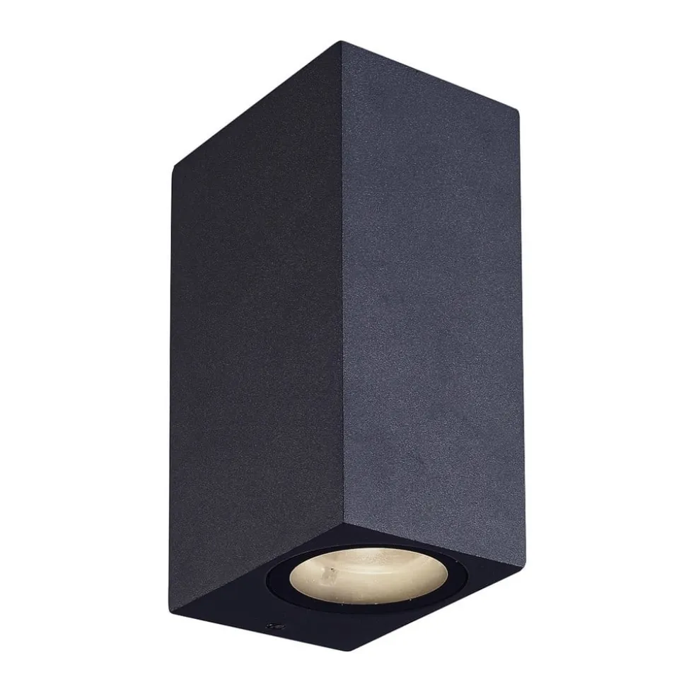 Lucande udendørs LED-væglampe Tavi, højde 15 cm, sort