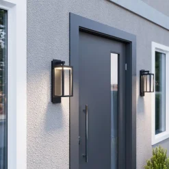 Lucande udendørs LED-væglampe Ferdinand, sæt med 2, grå, 38 cm