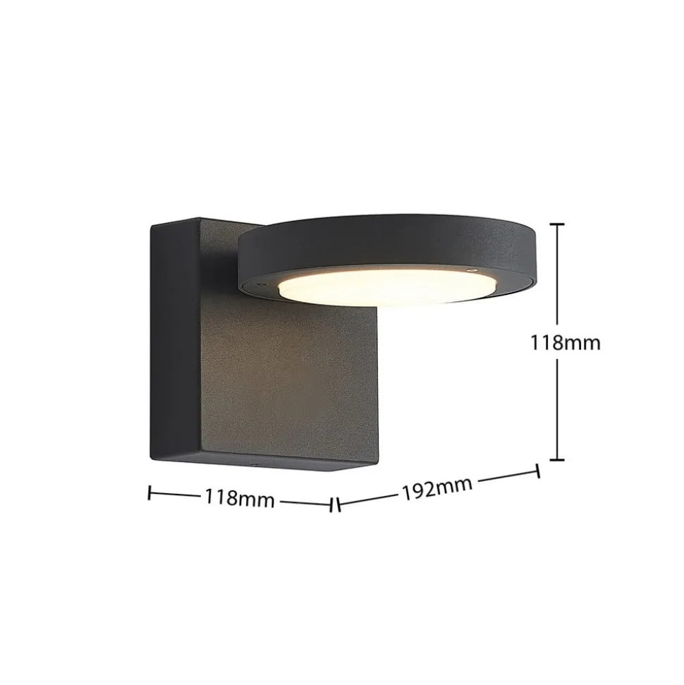 Lucande udendørs LED-væglampe Belna, metal, IP65, antracit
