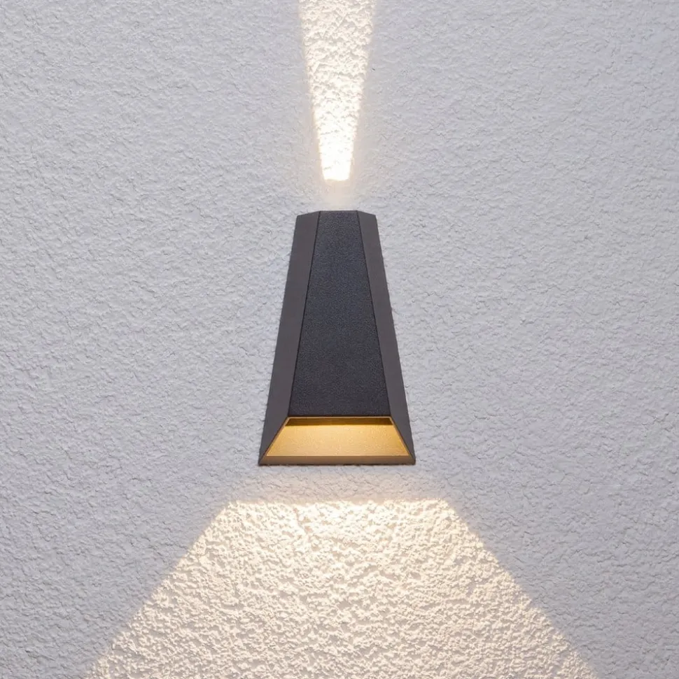 Lucande udendørs LED-væglampe Jendrik, højde 17 cm, antracit